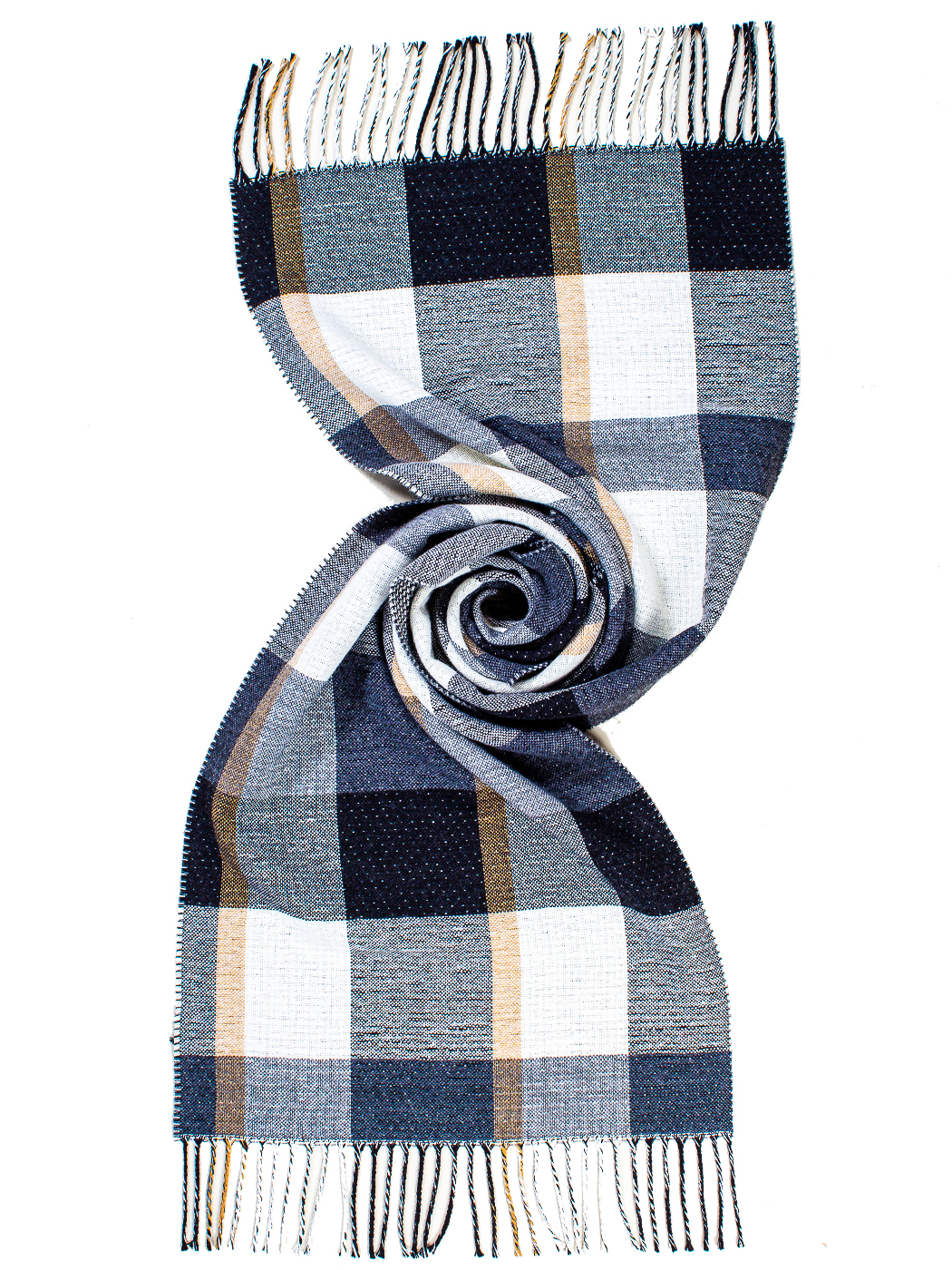 STOLA JACQAUARD CHECKED CON FRANGE 100% PC MADE IN ITALY - BLACK